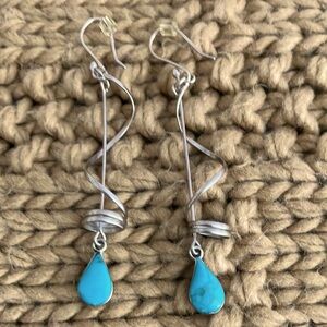 Seed & sag sterling silver turquoise earrings crafted in Mexico